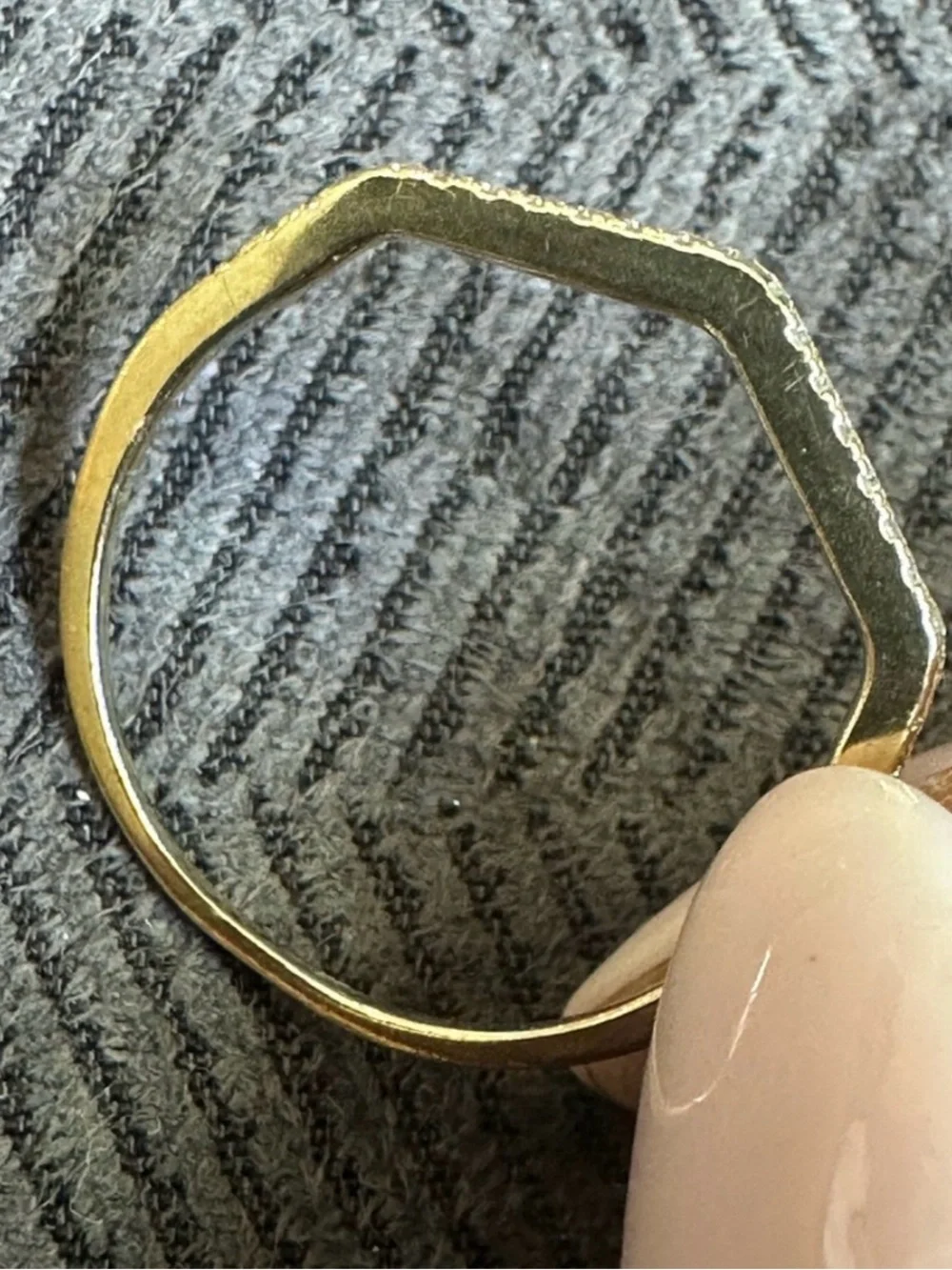 14K Gold genuine diamond geometric stacking ring